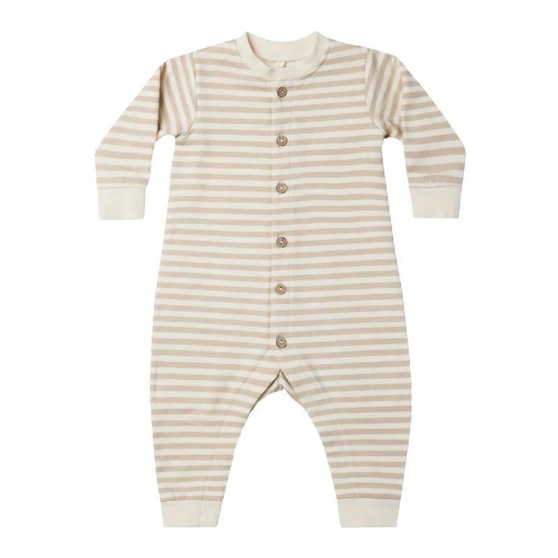 Quincy Mae Sand Stripe Fleece Jumpsuit