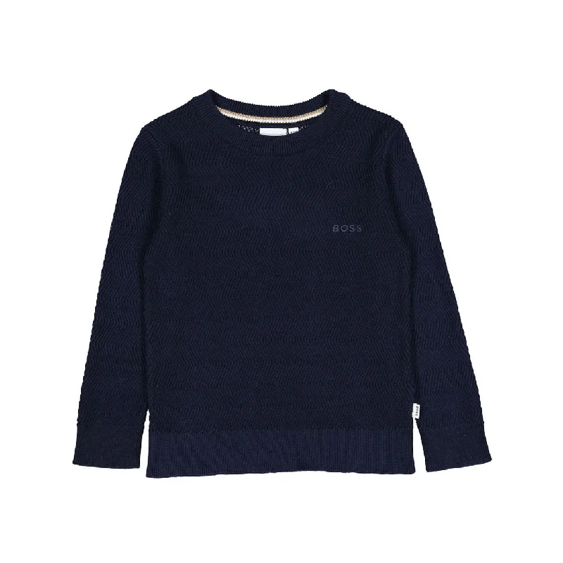 Hugo Boss Navy Tone On Tone Logo Sweater