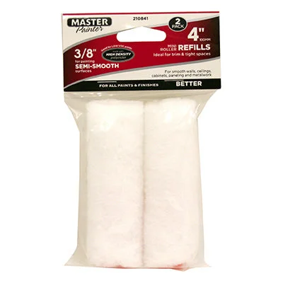 4 in. x 3/8 in. Mini Paint Roller Covers - White Knit - 2 PACK