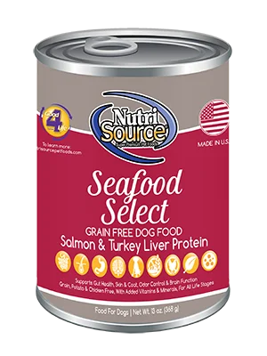 NutriSource Dog GF Seafood Select Can Salmon/Turkey Liver 13oz