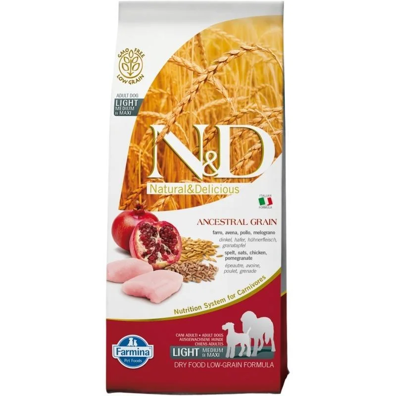 Farmina N&D Low Grain Chicken & Pomegranate Light Medium & Maxi - 12kg